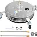 EDOU Pressure Washer Surface Cleaner - 20-Inch Stainless Steel Cleaner with 2 Replaceable Nozzles, 2 Washer Wand Attachments and 4 Wheels - 4000 PSI Maximum Pressure