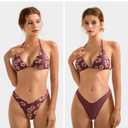 SUUKSESS Women Halter String Two Piece Bikini Sets Reversible Thong Swimsuit (M)