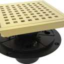 WEBANG 6 Inch Square Shower Floor Drain with Flange, Quadrato Pattern Grate Removable, Food-Grade SUS 304 Stainless Steel, Watermark CUPC Certified, Brushed Gold