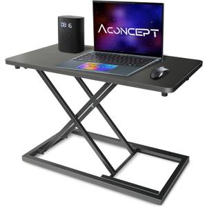 Aconcept Extra-Slim 24 x 14 inch Black Lift Standing Desk Converter, Manual Adjustable Height Sit Stand up Desk Riser, Compact for Monitor or Laptop Workstation