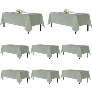 sancua Sage Green Tablecloths for 6 Foot Rectangle Tables, 8 Pack - Washable Polyester Fabric Table Cloth for Wedding Party, Birthday, Banquet Reception, 54x108 Inch