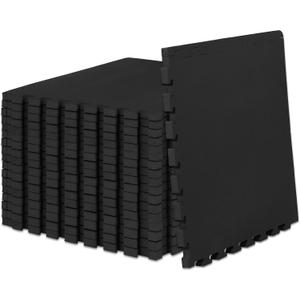 ProsourceFit Extra Thick Puzzle Exercise Mat, EVA Foam Interlocking Tiles for Protective, Cushioned Workout Flooring for Home and Gym Equipment, Black - 3/4 inch - 24 Sq Ft - 6 Tiles (Black - 1 Inch - 72 Sq Ft - 18 Tiles)