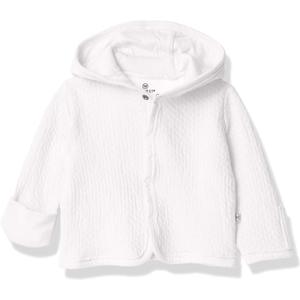 HonestBaby Matelasse Snap-Front Hooded Jacket Organic Cotton for Infant Unisex Baby Boys & Girls (18 Months, Bright White)