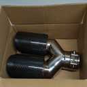 Carbon Fiber Exhaust Tips 2.5" Inlet to Dual 3.5" Outlet Tailpipe Fit for 2.36-2.5 Inch Exhaust Pipe (Glossy Blue)