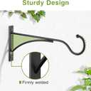 11 Inch 2 Pack Heavy Duty Plant Hangers Outdoor, Metal Plant Brackets for Hanging Baskets, Plant Wall Hooks for Bird Feeders, Wind Chimes & Lanterns, Premium Metal Hooks Matte Black, 30lbs Capacity