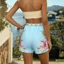 MakeMeChic Women's Summer Beach Shorts Tropical Boho Wide Leg Vacation Shorts, 