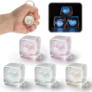 Civaner 5 Pack Stress Cube Fidget Toys Glow in the Dark Heart Stress Balls Sensory Fidget Toy for Anxiety Relief for Classroom Prizes Party Favors End of Year Back to School Gifts