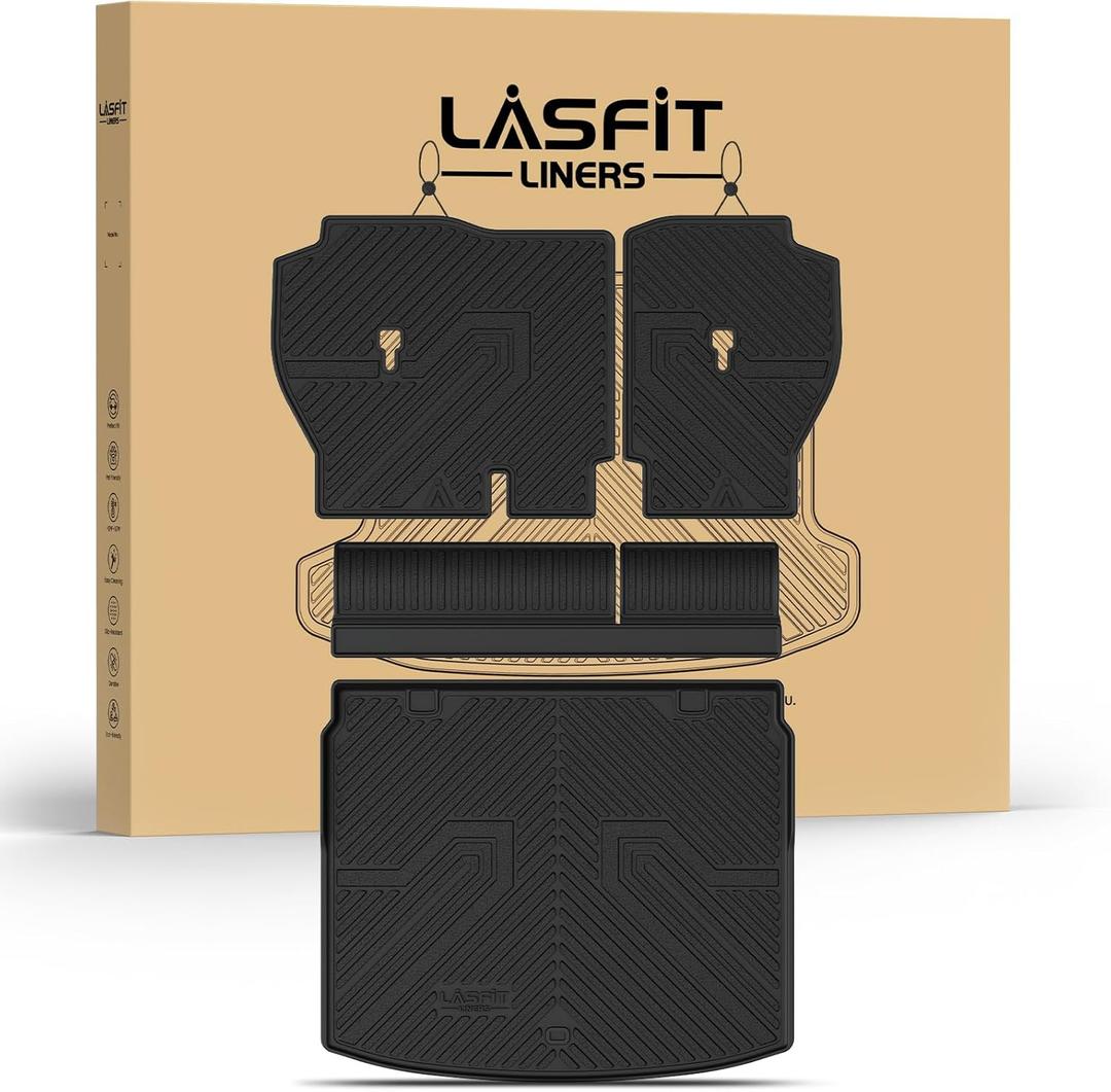 LASFIT Cargo Mat with Backrest Mat for Honda CR-V 2026 2025 2024 2023 (Gasoline & Hybrid & e: FCEV), All Weather Custom Fit TPE Trunk Mat Trunk Liner Cargo Liner with Seatback Mat (Upper Position)