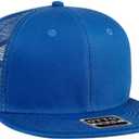 OTTO SNAP Cotton Twill Round Flat Visor 6 Panel Mesh Back Trucker Snapback (One Size, Royal)