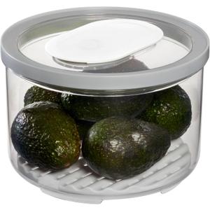 iDesign Large Round Fridge Produce Bin with Removable Drainage Tray and Lid - Gray