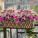 2 x 2 Pack Metal Adjustable Brackets for Window Boxes Heavy Duty Iron Bracket for Deck Railing Planters Box - Black