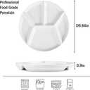Artestia Fondue Plates Divided 5-Sections Round Ceramic Dinner Plates Set of 4, Chip & Dip Serving Trays Perfect for Serving Fondue Food, Sauces and Condiments