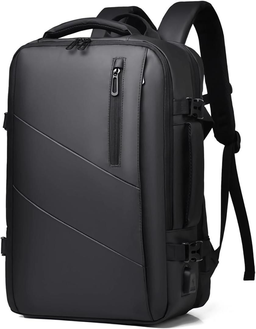 Saddhu Travel Backpack for Women Flight Approved Expandable Carry on Laptop Daypack for Overnight Weekender (Black)