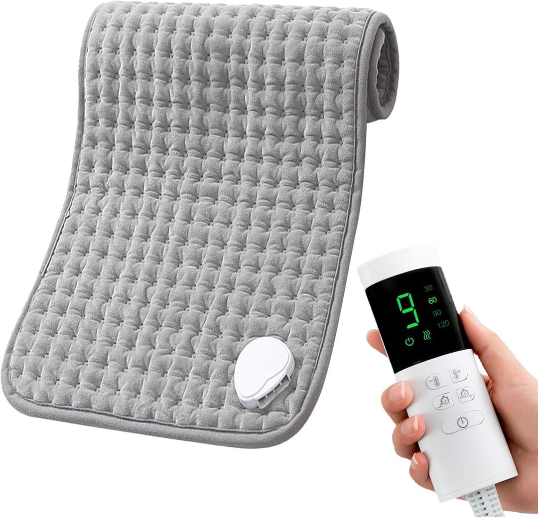 Electric Heating Pads for Back Pain Relief & Period Cramps, 9 Heat Setting & 4 Timer Options,12x24 Portable Heating Pad for Shoulder, Knee, Arms, Legs, Dry/Moist Heat, Gifts for Women and Men (12x24 Inch Gray)