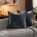 Velvet Pillow Covers 2 Pack Soft 26x26 Pillow Covers Solid Square Euro Shams Decorative Couch Pillow Cases with Wide Border for Sofa Bed Home Decor,Blue Gray
