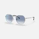 Ray-Ban Jack DISPLAY MODEL Sunglasses ￼ Hexagonal RB3565 003/3F Silver/Blue