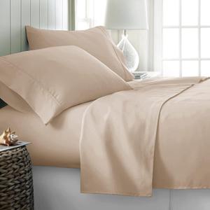 Twin  Beige Sheet ,  Microfiber Bed Sheet，Soft Flat Bed Sheet Coer, Hotel Luxury 1800 High Thread Count Comfy Sheet
