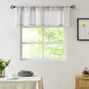 Central Park Gray and White Kitchen Window Curtain Valance Vertical Stripe Sheer Boucle Linen Window Curtain, Living Room Decorative Rod Pocket (54" W x 15" L) Rustic Living Panels (Grey)