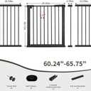 60.2"-65.7" Extra Wide Baby Gate for Doorways Hallways, 30 in Tall Dog Gates with Door No Drill, Auto Close Child Safety Gate for Pet Kid Doggie Cat Proof, Large Long Dog Barrier Indoor House, Black