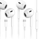 2 PackUSB C Headphones for iPhone 17/16/15 Earbuds USB C Wired Earphones with Mic & Remote Control Noise Cancelling for iPhone 15, iPad Pro, Galaxy S23/S22/S21/S20/Ultra Note 10/20, Pixel 7/6/6a/5/4