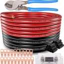 4 Gauge Wire (25FT Black+25FT Red) Copper Clad Aluminum CCA,100A ANL Fuse Holder20PCS Lugs Terminal Connectors,20PCS 3:1 Heat Shrink Tube and a 10 Inch Heavy Duty Cable Cutter