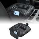 JOYTUTUS Center Console Cover Compatible with Silverado Sierra 2014-2018 Jump Seat, Leather Arm Rest Armrest Cover for Car, Durable Middle Console Cover Replacement for Trucks, with 2 Pocket