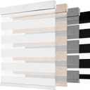 Cordless Zebra Blinds for Windows -Customizable Dual Layer Light Control Zebra Shades, Light Filtering & Blackout Window Blinds, Easy Install Zebra Blind for Home, Pure White, 36" W x 72" H
