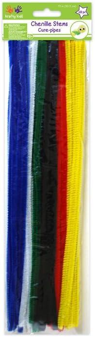 Krafty Kids GC024I, Chenille Stems, Pipe Cleaners, 6mm by 12in, Multimix, 1/4" x 12" X 40 Piece