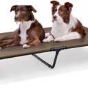 Heeyoo Elevated Dog Bed, Cooling Raised Pet Cot with Chew Proof Washable Breathable Mesh and Metal Frame, Portable Dog Cot Bed with No-Slip Feet for Outdoor or Indoor Use (60"L x 36"W x 9.3"H, Brown)