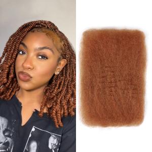 Afro Kinkys Bulk Human Hair, 16 inch 4c Curly Hair for Permanent Sister Locs/Mini Twists/Braids/Repair Can Dye and Bleach(50 Gram),Auburn Brown