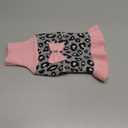 WOYYHO Dog Sweater Dress for Small Dogs Girl with Bowtie Turtleneck Dog Sweaters with Leash Hole Warm Knitted Puppy Sweater Pet Dogs Winter Clothes for Yorkies Chihuahua (S, Pink Leopard Dress)