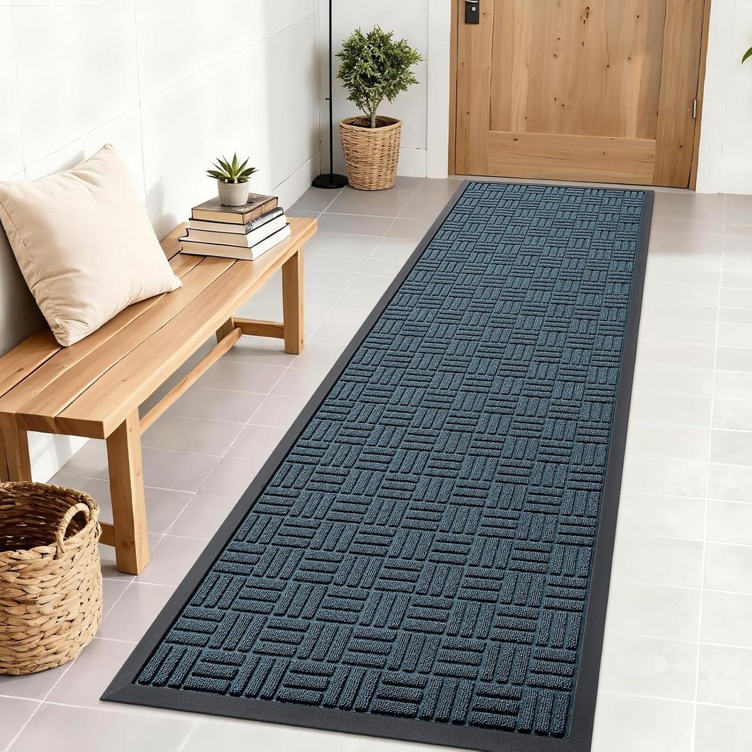 OLANLY Front Door Mat Outside Entrance 71x23, Heavy-Duty Rubber Doormat