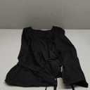 SHENHE Women's Y2k Tie Front Denim Vest V Neck Ruffle Hem Sleeveless Peplum Jean Top Shirt Black, Large