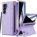 Ruky for GalaxyZFold6Case with S Pen Holder, [No Pen] with Hidden Foldable Kickstand and Builtin Privacy Screen Protector, Hinge Protection Drop Protective Phone Case for Samsung Z Fold 6, Purple