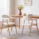 DUMOS Dining Chairs Set of 2, Linen Fabric Accent Chair with Curved Back