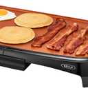 BELLA Griddle Ceramic Copper TI, Healthy-Eco Non-stick Coating, Hassle-Free Clean Up, Large Submersible Cooking Surface, 10" x 16", Copper/Black