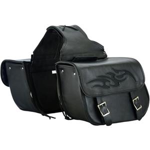 Dream Apparel Naked Cowhide Leather Motorcycle Saddle Bags Throw Over Saddlebags, Motorcycle Side Bags for Honda Shadow Sportster Softail Dyna V-star (Black, No Studs)