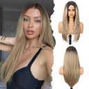 HAIRCUBE Long Straight Wig for Women, Heat Resistant Synthetic Hair with Bangs, Natural Looking Pre-Cut Lace Front Wig, Soft & Lightweight for Daily Use, Cosplay, Parties (Ash Brown)