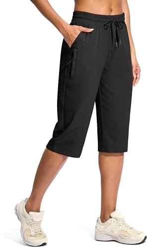G Gradual Women's 15" Long Shorts Below The Knee Capri Lightweight Quick Dry Hiking Cargo Shorts for Women with 3 Pockets L