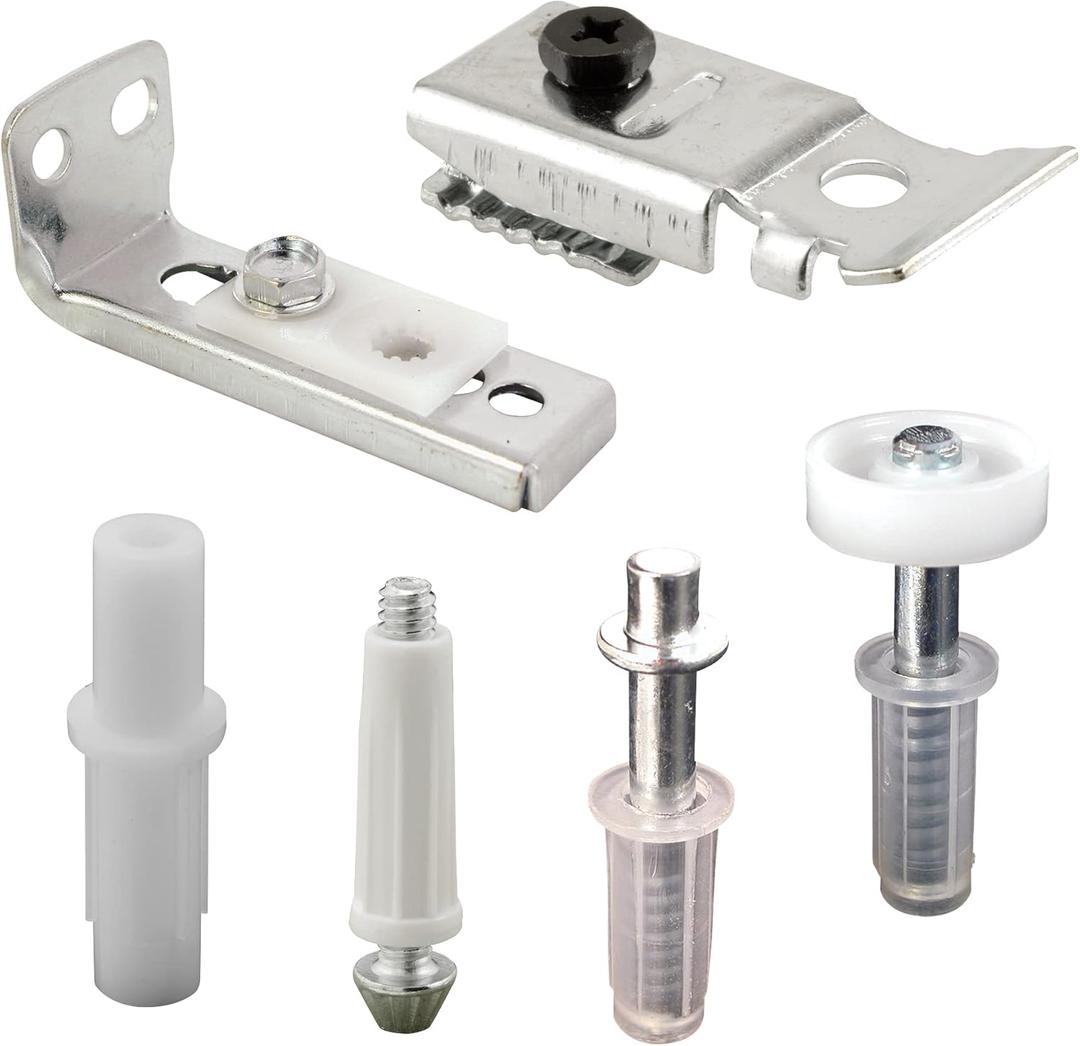 Prime-Line N 7534 Bi-Fold Door Hardware Repair Kit  Includes Top and Bottom Brackets, Top and Bottom Pivots and Guide Wheel  Door Repair Kit for 1" to 1-3/8" Thick Doors Up To 50 Lbs. (1 Kit), Zinc
