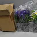 Fake Plants Artificial Eucalyptus Potted Plant with LED Lights 3Pcs Fake Plants in Pot for Home Decor Faux Lavender Plants and Flower Indoor in Wooden Box Pots