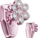 Electric Razors for Women - 7D Electric Shaver for Women, IPX8 Waterproof with USB-C Fast Charge, LED Display, 2 Speeds & Magnetic Heads,Raspberry Sorbet