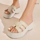 IDIFU IN3 Platform Espadrille Wedge Sandals for Women (Beige)