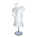 Female Mannequin Torso with Metal Stand Hollow Back Body Stackable Dress Form for Tshirt Display, Countertop, Craft Shows, Photos and Design, S-M Clothing Size (White, Set of 3)