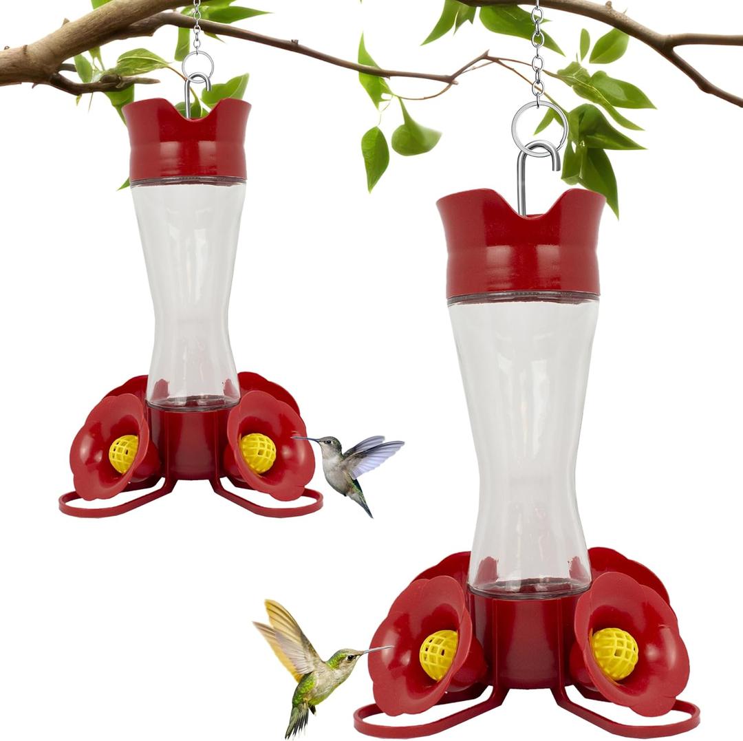 Perky-Pet Glass Hummingbird Feeders for Outdoors with Ant Moat, Bee Guards, & Perches, 8oz Nectar Capacity, Wide-Mouth Bottle for Easy Filling & Cleaning, Outdoor Garden Dcor, 203CPBN-2 (Pack of 2)