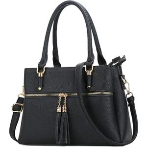 KKXIU Women Satchel Bags Handle Shoulder Handbags and Purses Pockets Zipper Leather Crossbody Bags