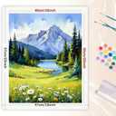 Nature Landscape Paint by Numbers Kit for Adults - DIY Daisy Meadow and Mountain Lake Painting on Canvas 16x20 Inches, Acrylic Paint Set, Suitable for Beginners, Art for Home Decoration or Gifts