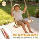Solid Wood Tree Swing - 500 lbs Capacity Heavy Duty Adult-Sized Swing Seat with 118" Adjustable Hemp Rope & Complete Hanging Kit for Porch, Garden, Backyard & Studio