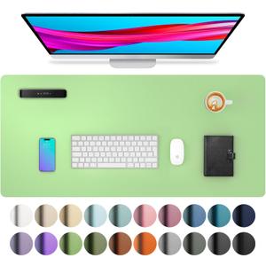Aothia Leather Desk Pad Protector, Mouse Pad, Office Desk Mat, Non-Slip PU Leather Desk Blotter, Laptop Desk Pad, Waterproof Desk Writing Pad for Office and Home (23.6" x 13.7", Foam Green)