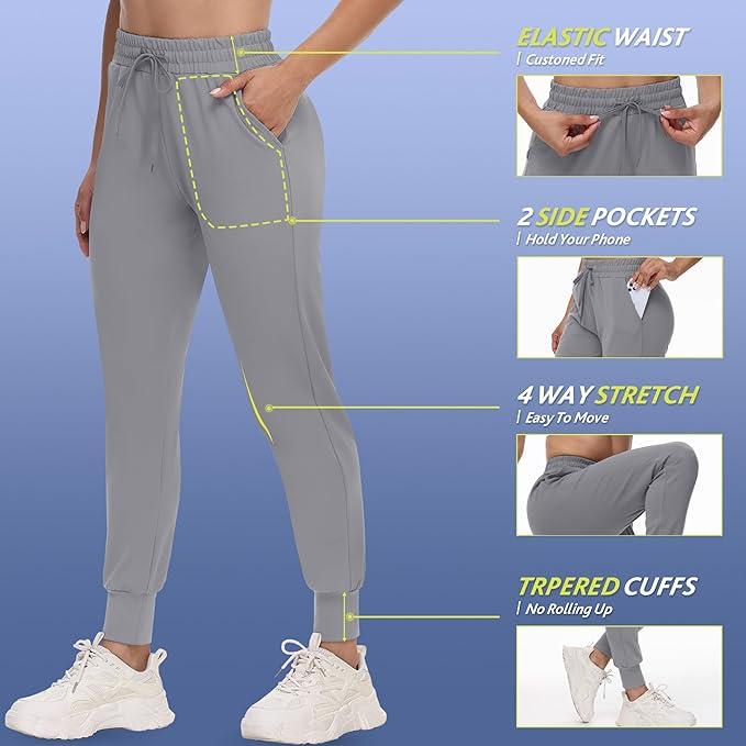 3 Pack Joggers for Women - Sweatpants with Pockets Lightweight Comfy Yoga Pants for Workout Travel Lounge.M